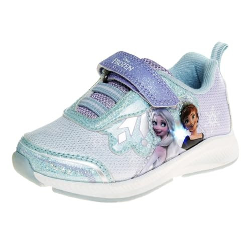 Disney Frozen Shoes for Girls - Princess Anna and Elsa Shoes - Toddler Light up Sneakers Character Lightweight Tennis Breathable Athletic LED Running Shoes - Purple Blue (Size 9 Toddler) | Amazon (US)