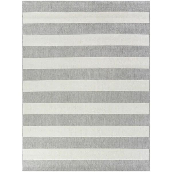 Gonsalez Striped Gray/White Indoor / Outdoor Area Rug | Wayfair North America
