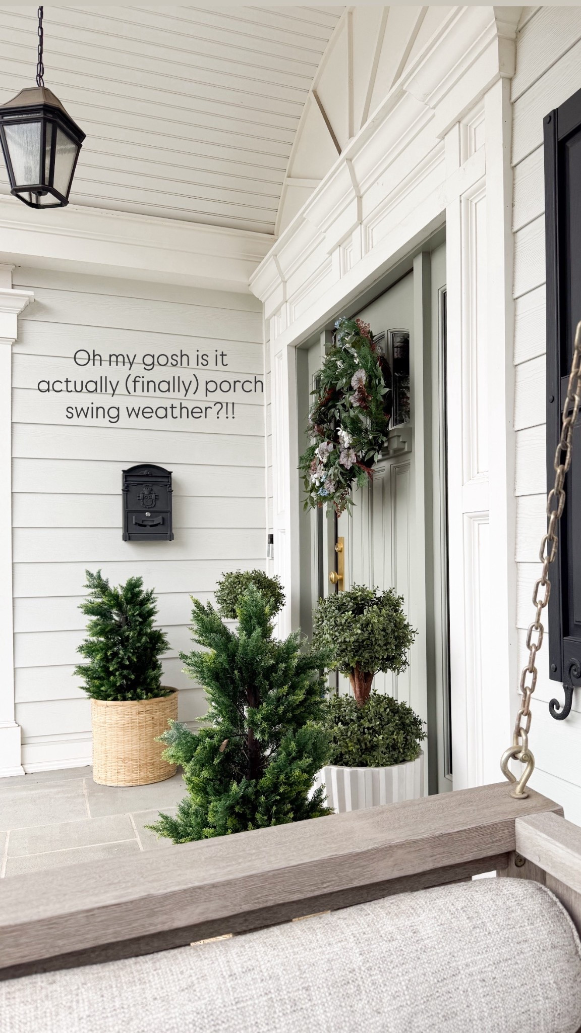 My favorite time of year is porch swing weather!  Linking our swing, new spring wreath, planters and everything else on our porch. Front door is painted Farrow & Ball “Pigeon”!

#LTKSaleAlert #LTKHome #LTKSeasonal