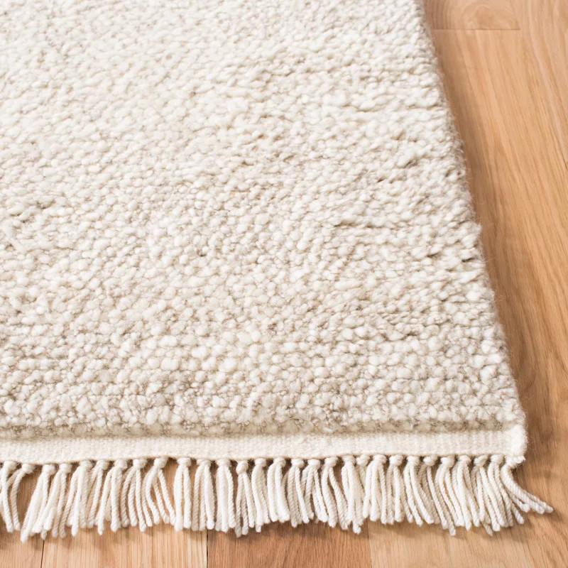 Wyly Handmade Shag Wool Beige Rug | Wayfair North America