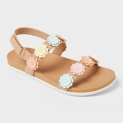Kids' Ginny Flower Sandals - Cat & Jack™ Tan 2 | Target