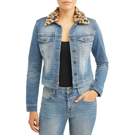 Sofia Jeans Marianella Detachable Faux Fur Collar Denim Jacket Women's | Walmart (US)