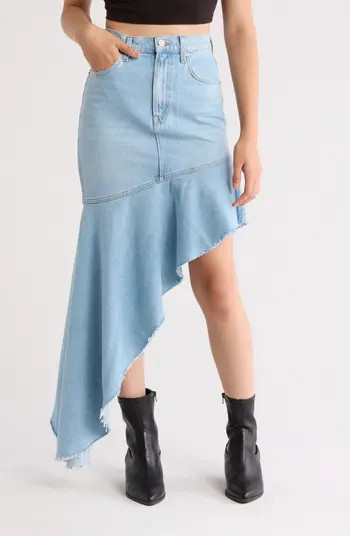 The Crinkle Cut Asymmetric Denim Skirt | Nordstrom Rack