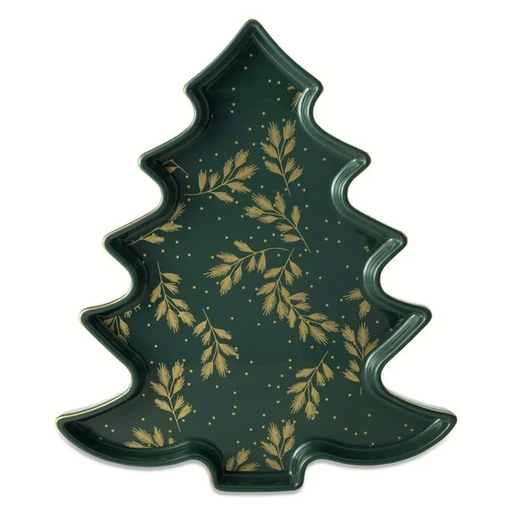 Thyme & Table Figural Holiday Tree Ceramic Serve Tray - Green | Walmart (US)