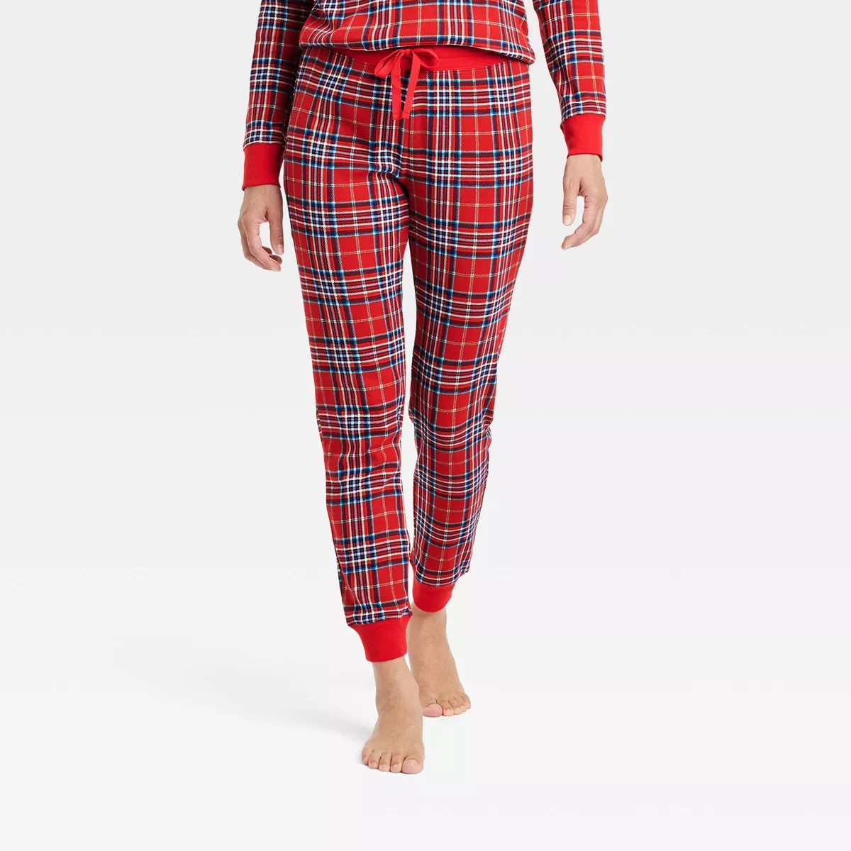 Women's Plaid Cotton Ribbed Holiday Matching Family Pajama Pants - Wondershop™ Red S | Target