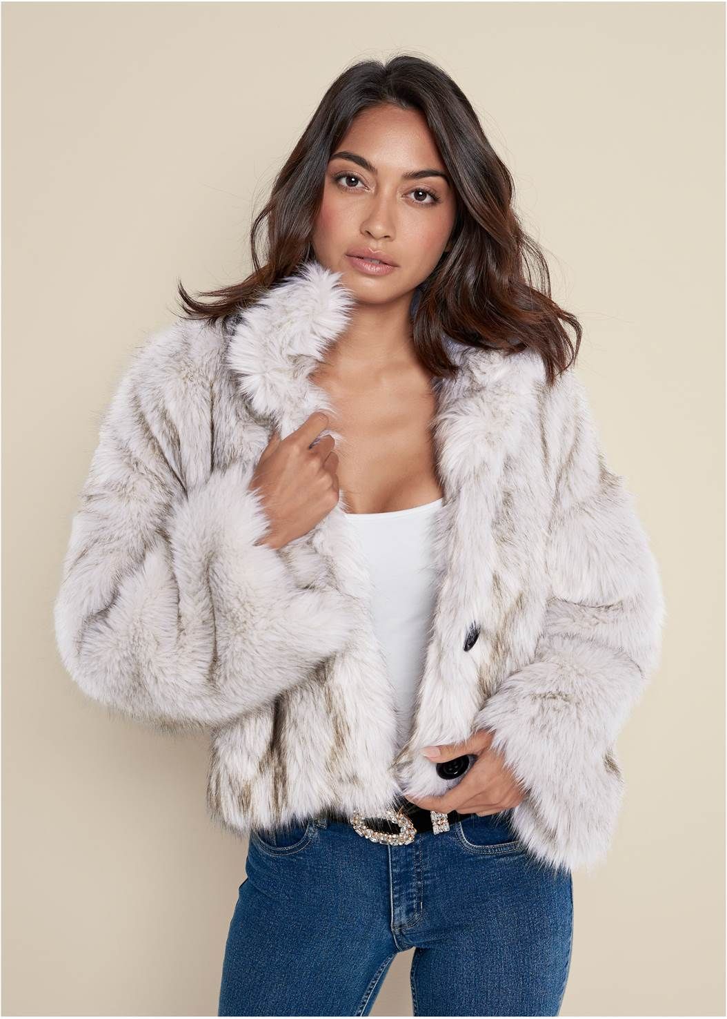 Faux-Fur Button Coat | VENUS