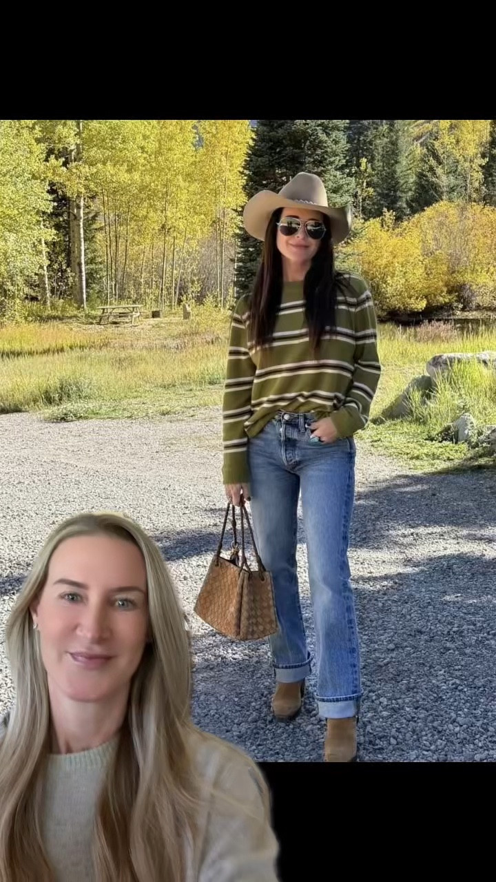 Fall style goals 🍂 Fans have been asking me to identify Kyle Richards’ chic Colorado look — and I tracked down every detail. She nails effortless mountain-town fashion in a striped green sweater, classic straight-leg jeans, suede ankle boots, and a woven leather tote bag. Styled with her signature aviator sunglasses and cowboy hat, this is the perfect mix of cozy, casual, and celebrity-approved quiet luxury.

This outfit is versatile, timeless, and perfect for fall weekends, whether you’re in Aspen, Vail, or your own backyard. #CelebrityStyle #Celebritystyleexpert


#LTKStyleTip #LTKSeasonal #LTKFallSale