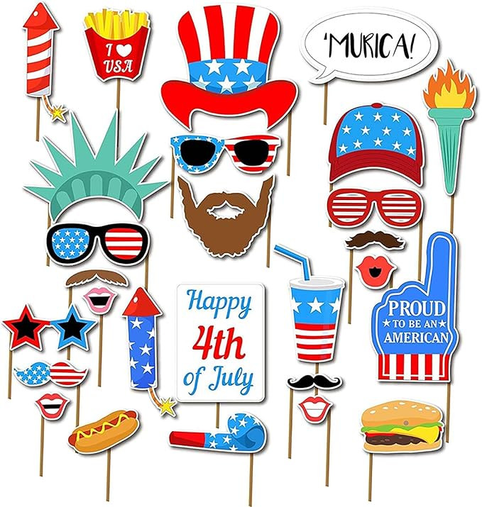 4th of July American USA Independence Day Photo Booth Props, 34 Pcs Funny Fourth of July Picture ... | Amazon (US)