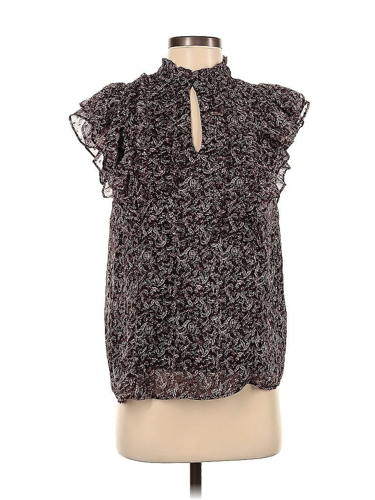 Ann Taylor LOFT Short Sleeve Blouse: Brown Tops - Size Small | thredUP