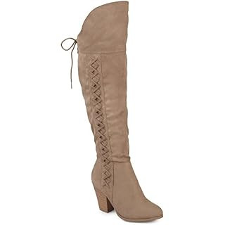 Journee Collection Womens Regular and Wide Calf Faux Lace-up Over-The-Knee Boots | Amazon (US)