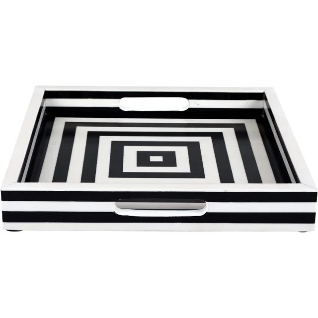 Handicrafts Home Decorative Tray for Ottoman Decor Bathroom Vanity Table Trays for Framhouse Blac... | Walmart (US)