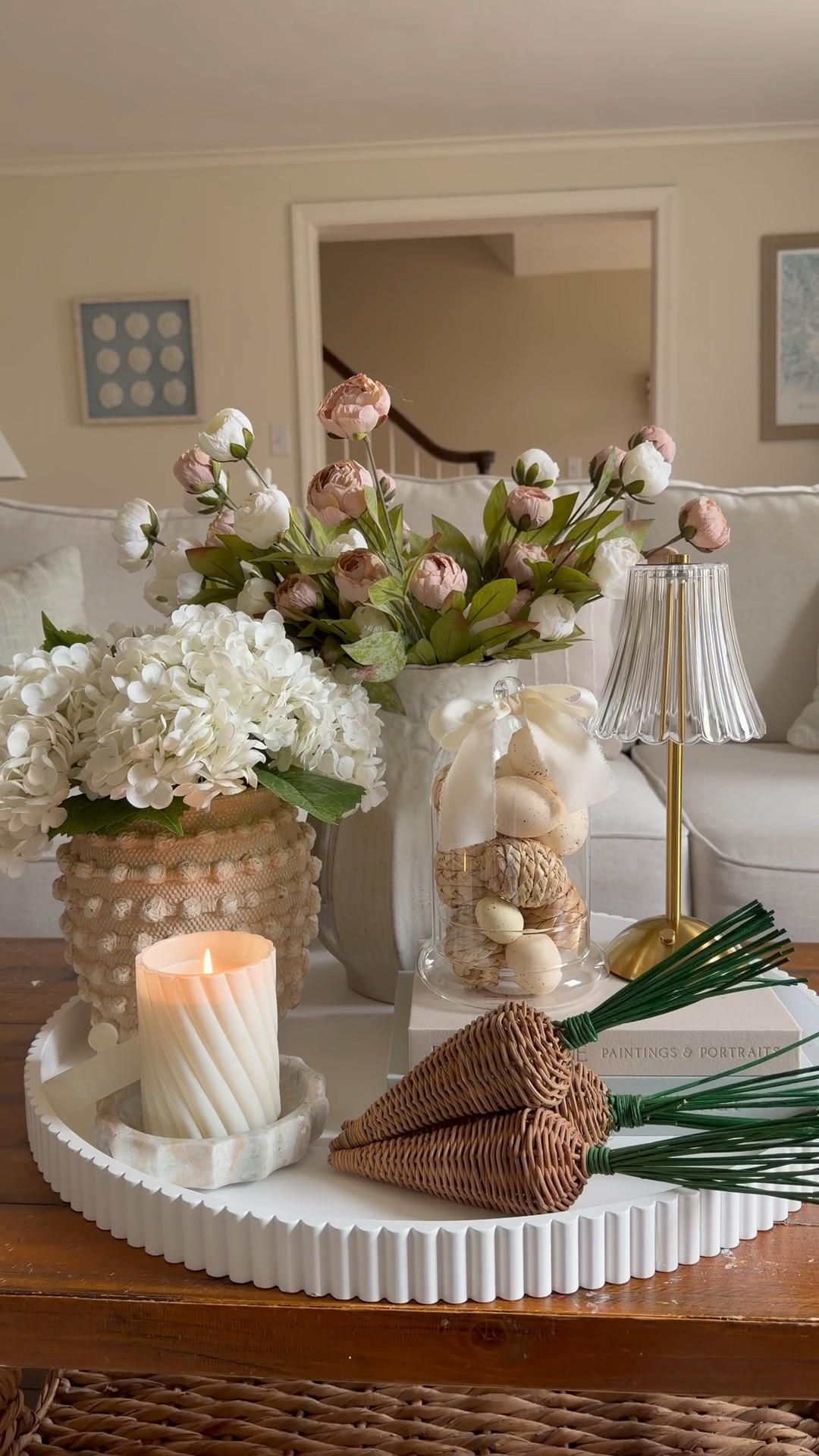 As much as I love (and am completely surrounded by😂) bunnies right now, I wanted to put together a centerpiece that gives all the Easter vibes without any of the cottontails in sight! I am loving neutrals right now which is usually not my first go-to so this setup is giving me such calm vibes! 

#LTKHome #LTKSeasonal