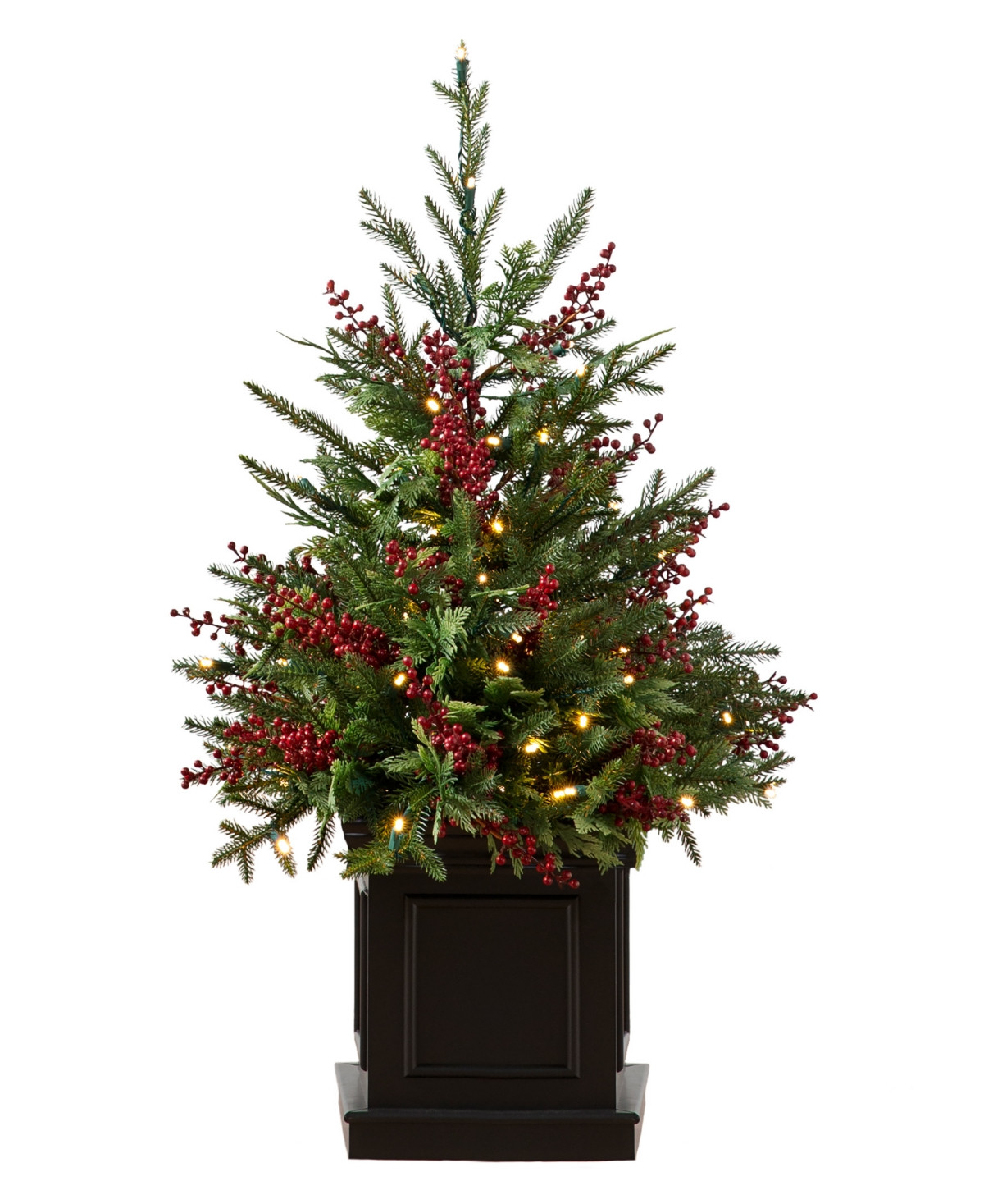 Balsam Hill 4 ft Outdoor Berry Pre-Lit Potted Tree - Green | Macy's