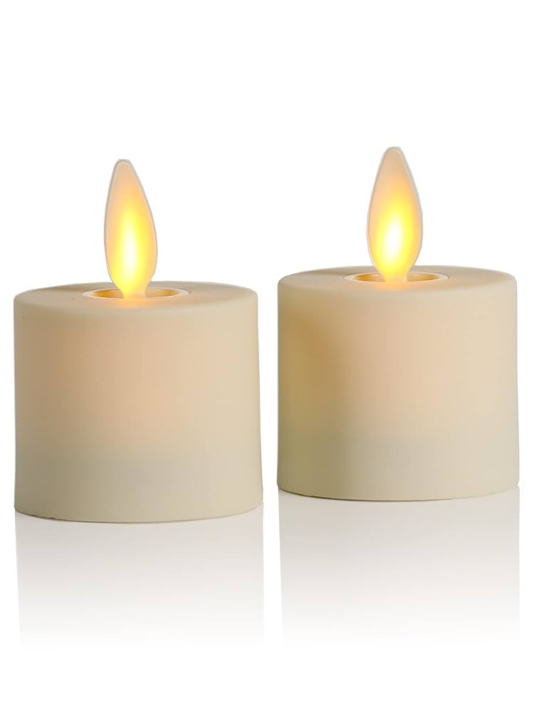 Luminara Flameless LED Tea Light Candle, 1.4" x 2", Pack of 2, Pearl Ivory, Real Flame, Battery O... | Amazon (US)