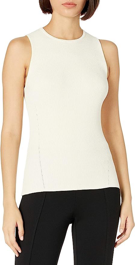 Anne Klein Women's Crew Neck Ribbed Sleeveless Sweater Shell | Amazon (US)