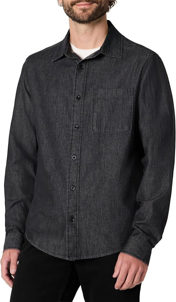 Amazon Essentials Men's Regular-Fit Long-Sleeve Denim Shirt, Lightweight Cotton Chambray, Button-... | Amazon (US)