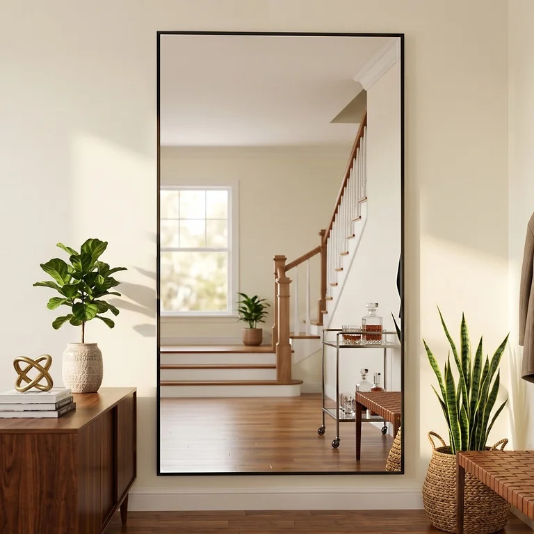 Antok Full Length Floor Mirror 88"x44" Rectangle Floor Standing Tall Mirror with Aluminum Frame, ... | Walmart (US)