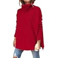 ANRABESS Womens Long Sleeve Turtleneck Asymmetric Hem Casual Winter Pullover Sweater Oversized Kn... | Amazon (US)