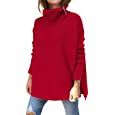 ANRABESS Womens Long Sleeve Turtleneck Asymmetric Hem Casual Winter Pullover Sweater Oversized Kn... | Amazon (US)