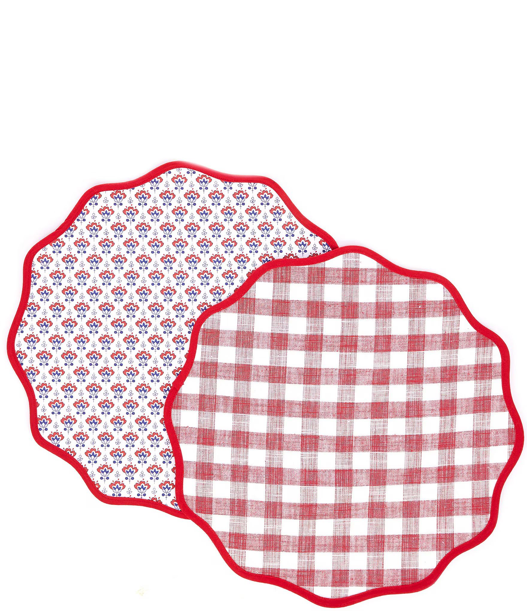 Mini Floral Block Scalloped Placemats, Set of 2 | Dillard's