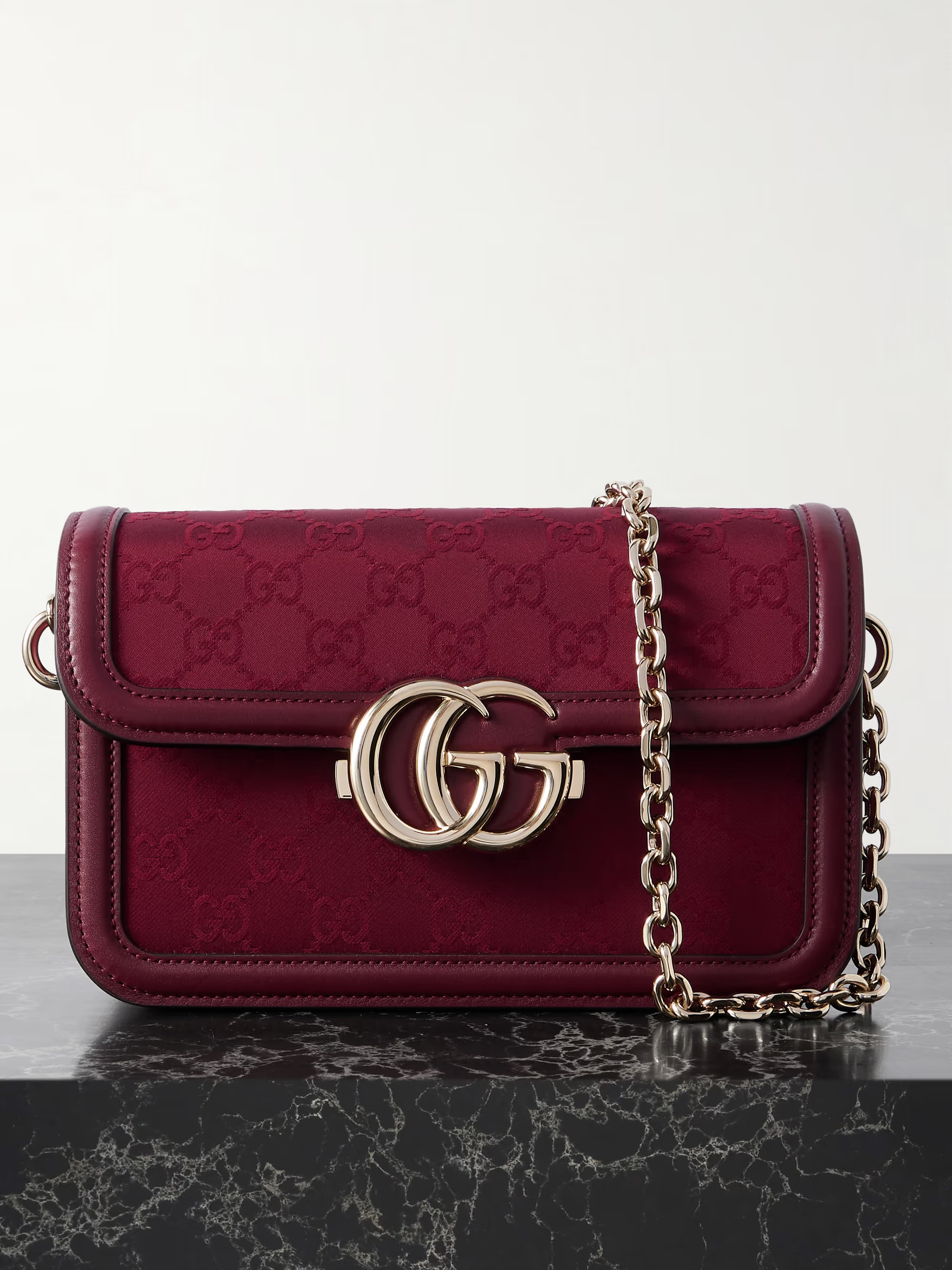 Gucci Go small leather-trimmed canvas-jacquard shoulder bag | NET-A-PORTER (UK & EU)