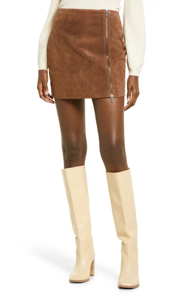 BLANKNYC Zip Suede Miniskirt | Nordstrom