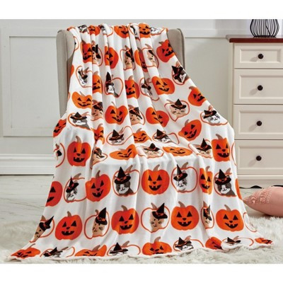 Super Spooky and Comfy Microplush Halloween Throws (50" x 60") - pumpkins & Cats | Target