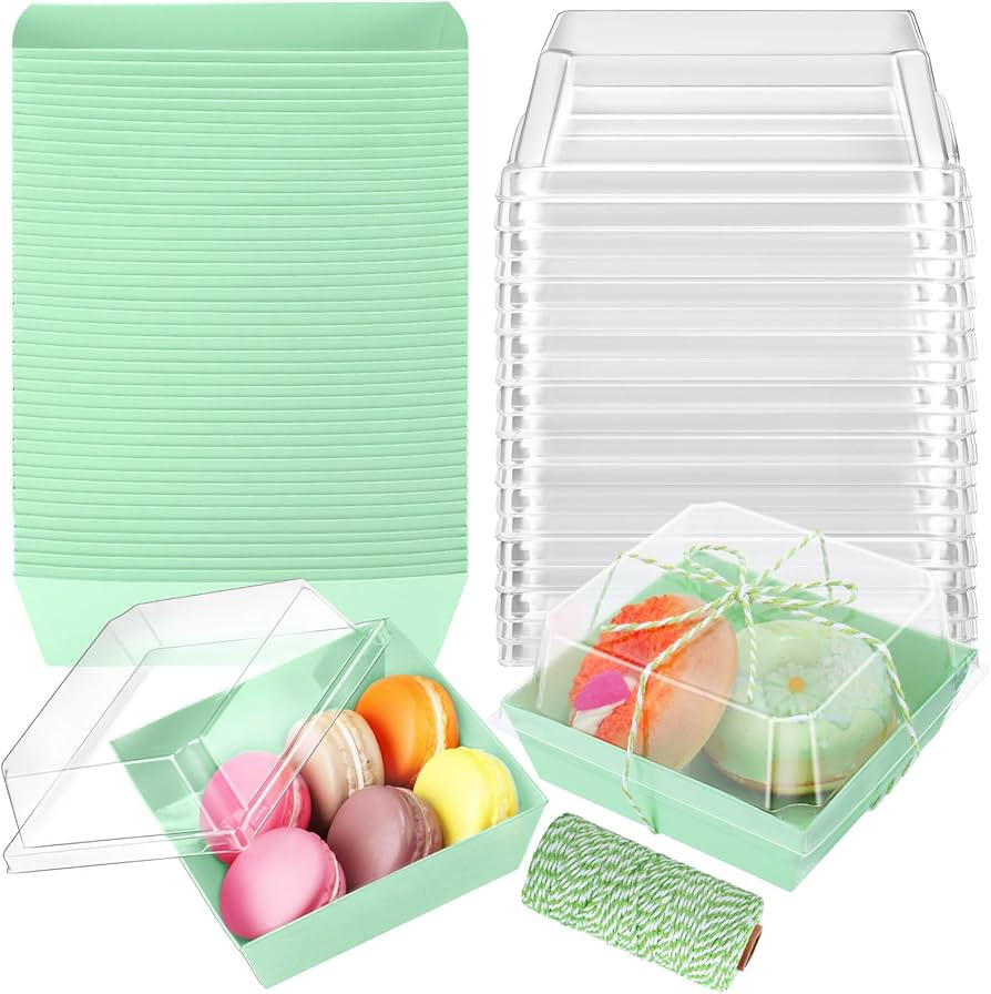 Ctosree 100 Pcs Paper Charcuterie Boxes with Clear Lids 4.5 Inches Disposable Cake Square Dessert... | Amazon (US)