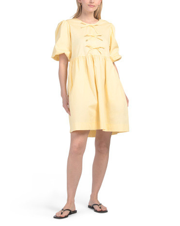 Bow Front Bubble Sleeve Mini Dress | TJ Maxx