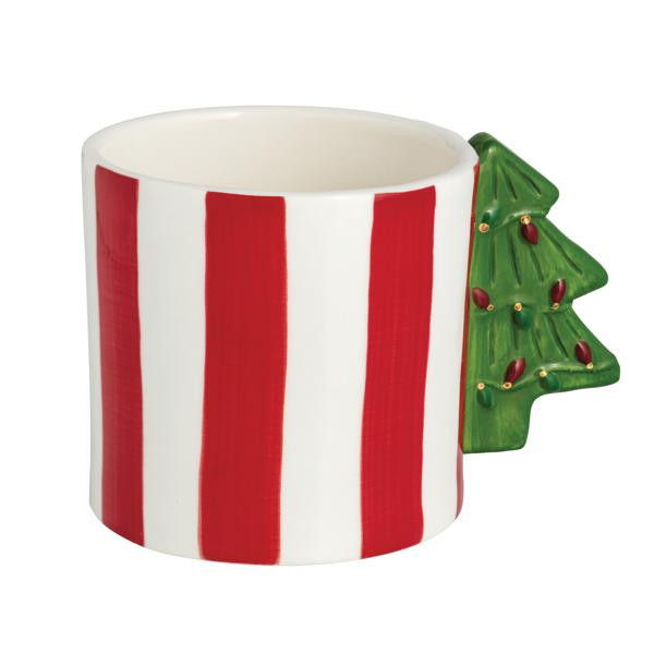 Mud Pie Christmas Tree Handle Whimsical Mug in Red | Stoneware | Mud Pie
