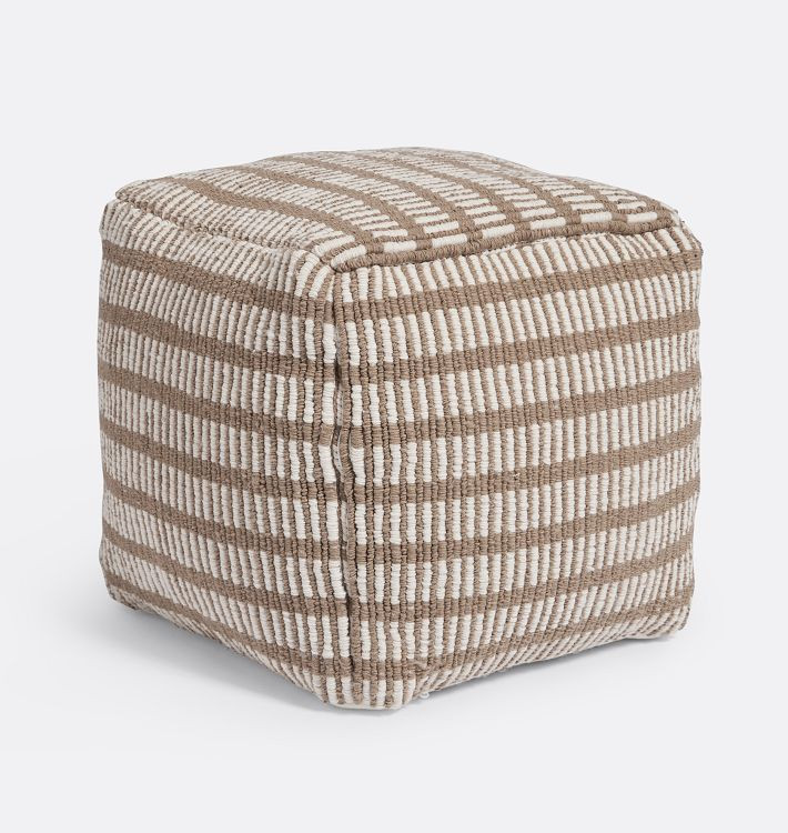 Striped Handwoven Indoor/Outdoor Pouf | Rejuvenation
