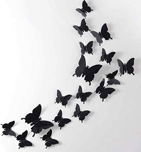 24pcs 3D Butterfly Removable Mural Stickers Wall Stickers Decal for Home and Room Decoration (Bla... | Amazon (US)