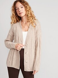 Oversized Chunky Cable-Knit Cardigan Sweater for Women | Old Navy (US)