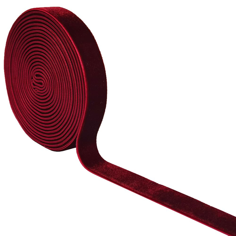 Wedding Christmas Valentin's Day Gift Box DIY Craft Décor Velvet Ribbon(Wine, 5/8''x6Yards) | Amazon (US)