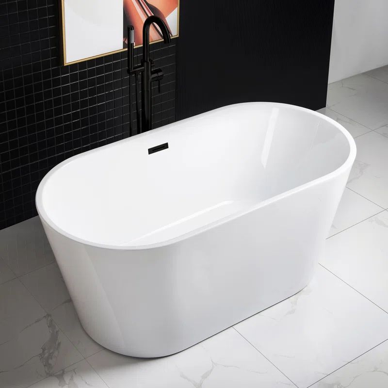 B0014 -MB-Drain &O 59" x 30" Freestanding Soaking Acrylic  Bathtub | Wayfair North America