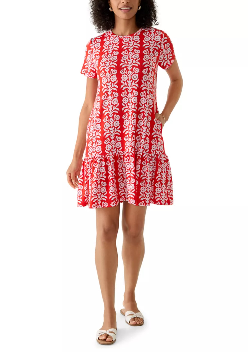 Women's Short Sleeve Baby Terry Flounce Hem Dress | Belk