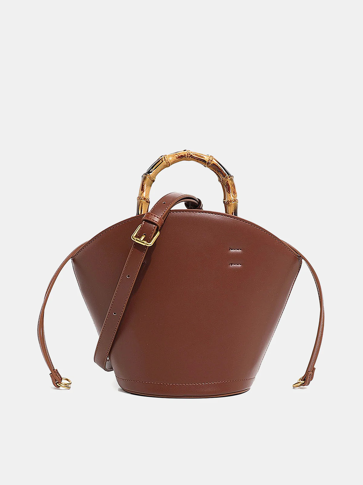 Bamboo Handle Bucket Crossbody Handbag | Commense