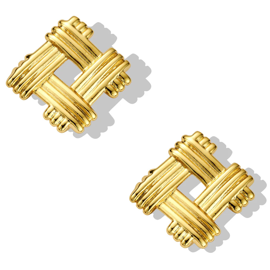 Gold Criss Cross Studs | Rosie Fortescue Jewellery