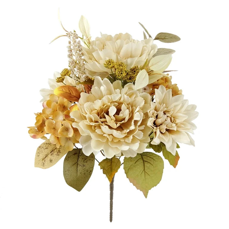 Mainstays 18.5\u2019\u2019H Indoor Artificial Peony Dahlia Mixed Bouquet, Cream Color. | Walmart (US)
