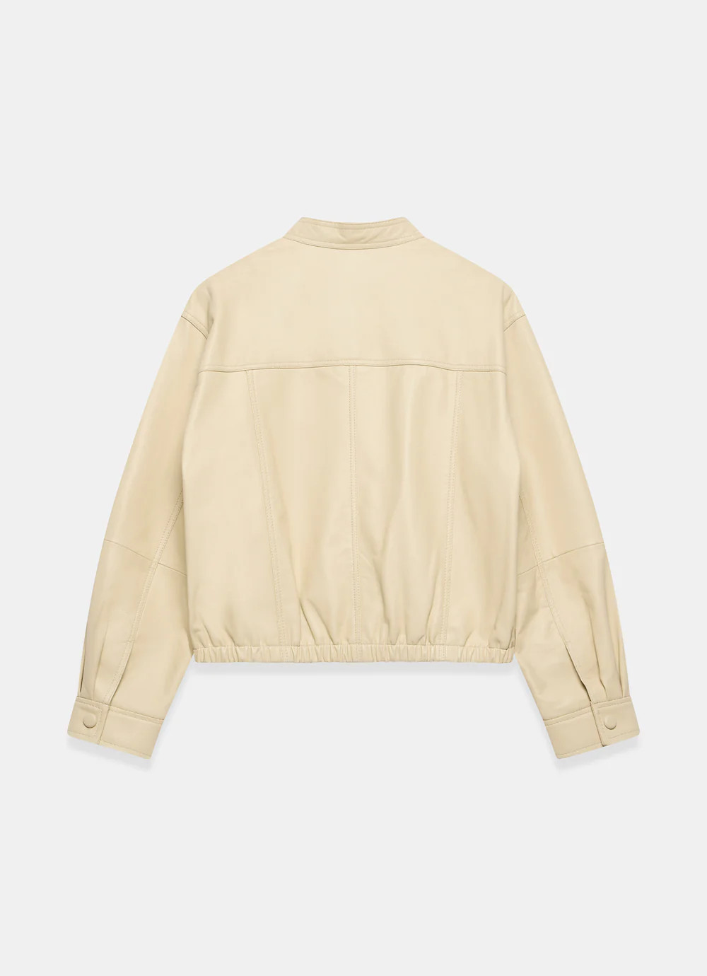 Butter Yellow Leather Cropped Pilot Bomber Jacket | Mint Velvet