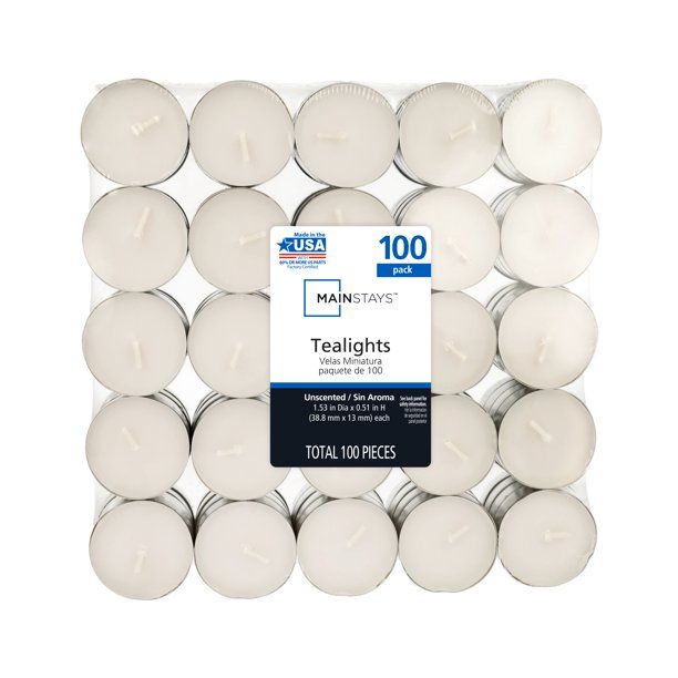 Mainstays White Unscented Indoor/Outdoor Tealight Candles, 100 Count - Walmart.com | Walmart (US)