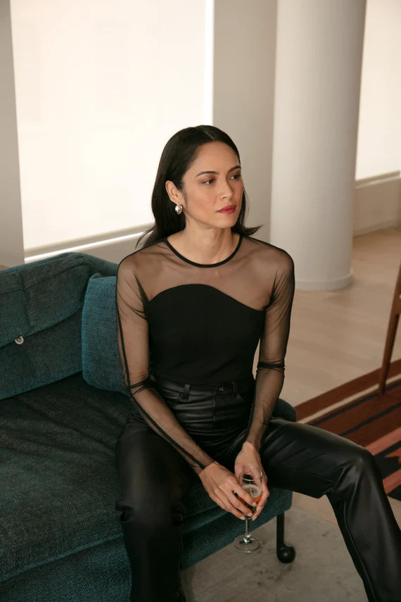 Mesh Cocktail Blouse Long Sleeve Top Long Sleeve Top With | Etsy | Etsy (US)