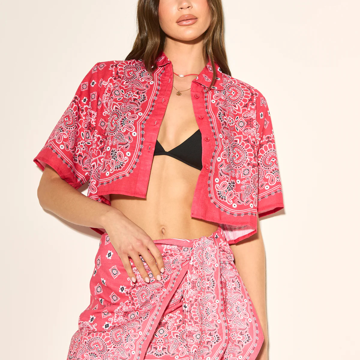 BANDANA PRINT Red Wrap Skirt | Noughts and Kisses