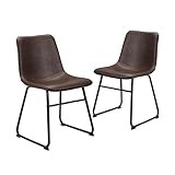 CangLong Armless Dining Chairs with Black Metal Base Faux Leather Bucket Seat, (2 PCS 18" inch), ... | Amazon (US)