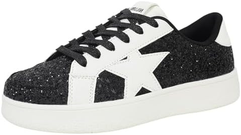 Niluber Star Sneakers for Women Low Top Comfortable Cushioned White Gold Sliver Leopard Platform ... | Amazon (US)