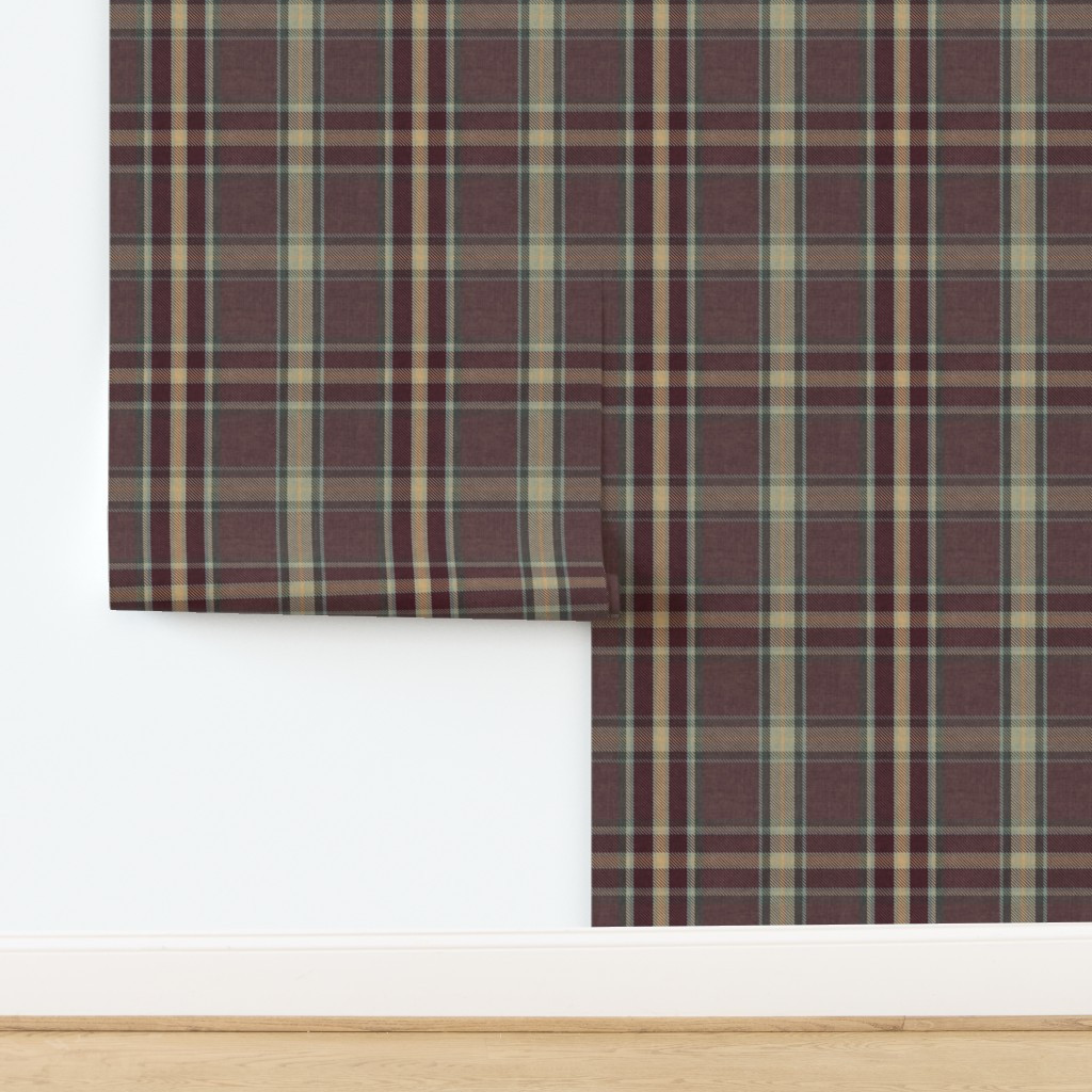 Autumn Multi-Color Plaid Plum Forest Green Golden Yellow Wallpaper | Spoonflower | Spoonflower