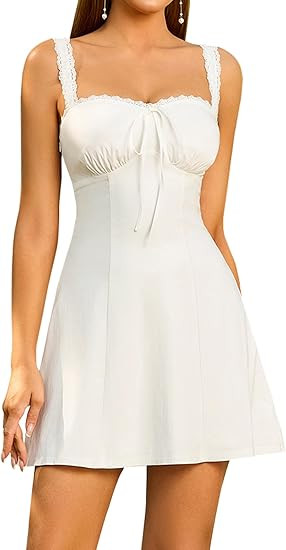 EYNMIN Summer Mini Dress Sleeveless Lace Sweetheart Neckline A Line Graduation Dresses for Women ... | Amazon (US)
