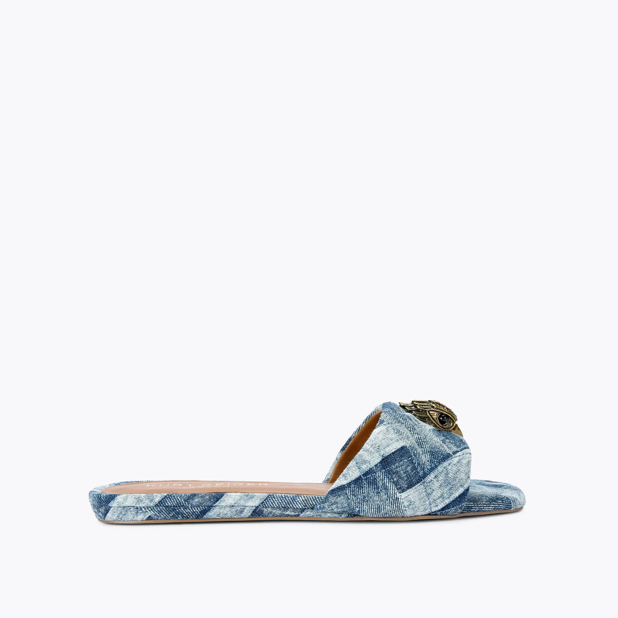 KENSINGTON FLAT SANDAL Blue Denim Slip On Sandal by KURT GEIGER LONDON | Kurt Geiger UK