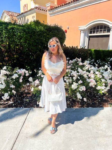 Size medium in top and small for white midi skirt🤍

Knit top with lace detailing and bows

Cotton tiered white midi skirt
Linen midi skirtt

Summer fashion
Girly fashion
Brunch outfit
Vacation outfit
Summer outfit inspo
MIDI skirt outfit 

#LTKTravel #LTKStyleTip #LTKMidsize
