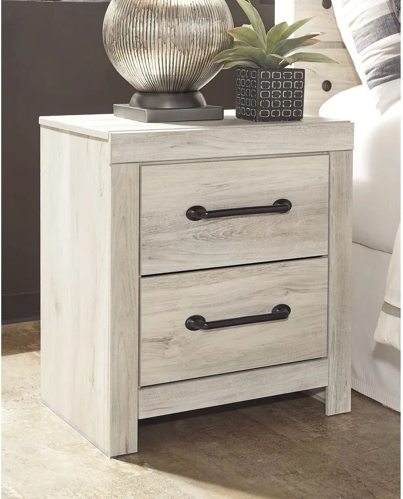 Cambeck White Wash Two Drawer Night Stand | 1stopbedrooms